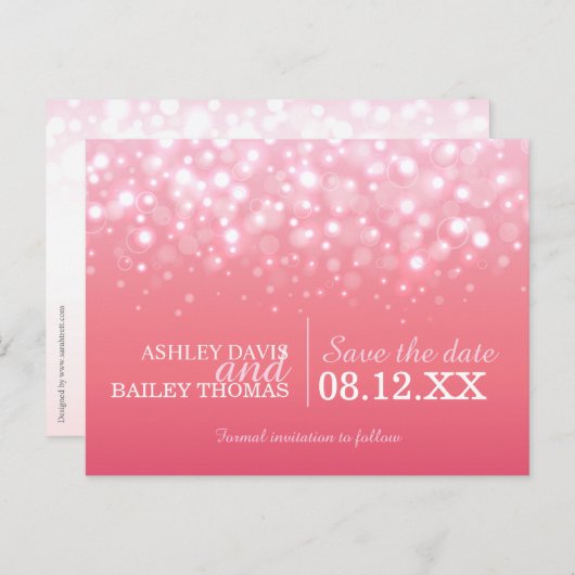 Sparen de datum roze champagne borrelt trouwkaart aankondigingskaart (Voorkant / Achterkant)