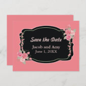 Sparen de Datum  Roze Floral Aankondiging Post (Voorkant / Achterkant)