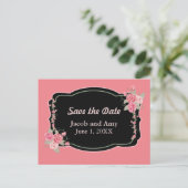Sparen de Datum  Roze Floral Aankondiging Post (Staand voorkant)