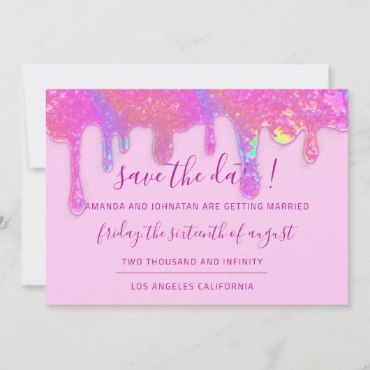 Sparen de Datum Roze Holographic Deegpalet van de Save The Date (Voorkant)