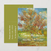 Sparen de Datum, Roze Peach Boom in Blossom Remi.. Aankondigingskaart (Voorkant / Achterkant)