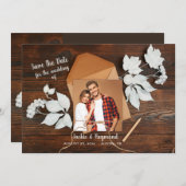 Sparen de Datum Rustic Aankondiging van de Foto (Voorkant / Achterkant)