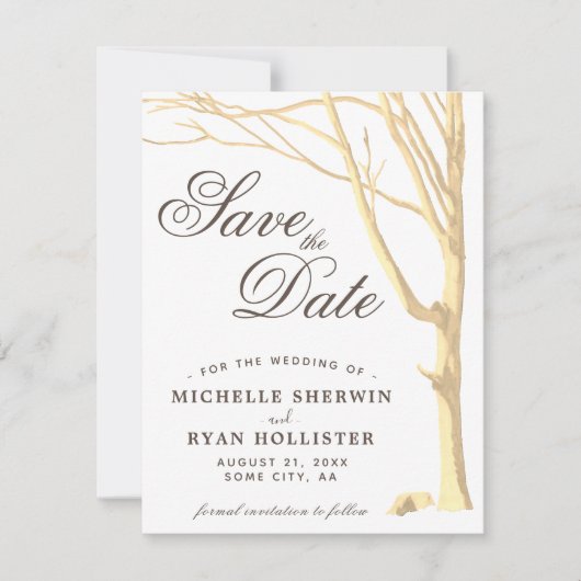 Sparen de Datum Rustic Boom Manuscript Eenvoudige  Save The Date (Voorkant)