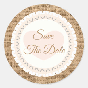 Sparen de Datum Rustic Burlap Wedding Sticker