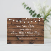 Sparen de Datum Rustic hout Rustic legant nodigde  Save The Date (Staand voorkant)