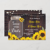 Sparen de Datum Rustic Jar Sunflower Save The Date (Voorkant / Achterkant)