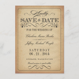 Sparen de Datum -  Rustic Parchment Save The Date