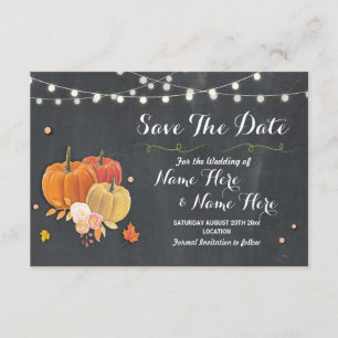 Sparen de Datum Rustic Pumpkin Licht Chalk Wedding Save The Date