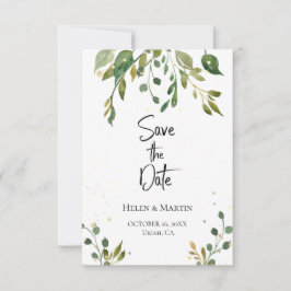 sparen de datum rustic waterverf greenery kaart