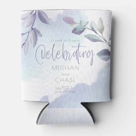 Sparen de Datum Rustige Waterverf Aqua Lila Verlat Blikjeskoeler (Voorkant)