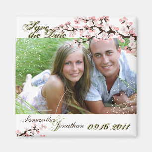 Sparen de Datum Sage Green Cherry Blossom Magnet Magneet