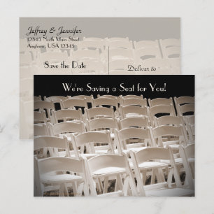 Sparen de Datum Sepia Wedding Chairs Aankondigingskaart