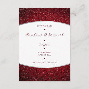 Sparen de Datum Silver Burgundy White Grey Glitter Save The Date