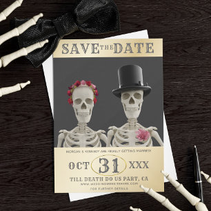 Sparen de Datum Skeletons Oktober Halloween Weddin Save The Date