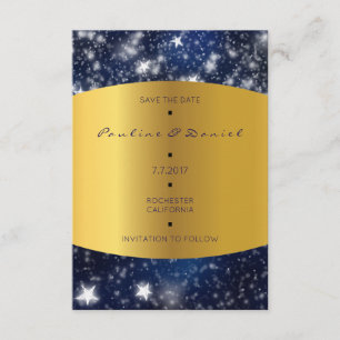 Sparen de Datum Ster Night Stars Gold Save The Date