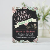 Sparen de Datum Tandem Bicycle Floral ballonnen zw Save The Date (Staand voorkant)
