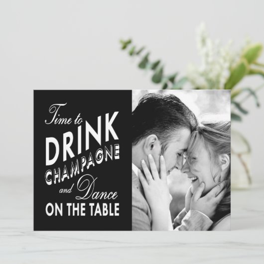 Sparen de Datum - tijd aan Drink Champagne Save The Date (Staand voorkant)
