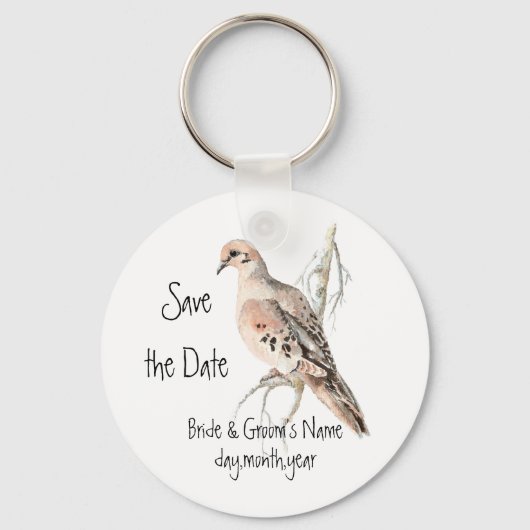 Sparen de Datum, TurtleDove, Bird Wedding Sleutelhanger (Voorkant)