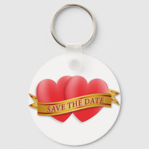 Sparen de datum twee harten sleutelhanger