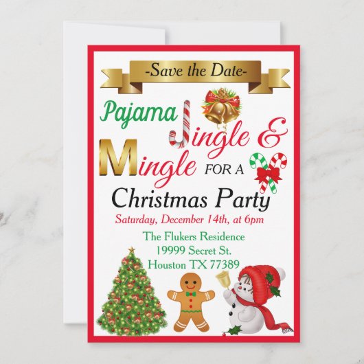 Sparen de Datum Uitnodiging van de Kerstpartij (Voorkant)