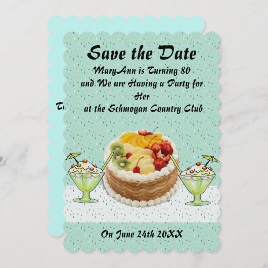 Sparen de Datum Uitnodiging van de Partij van de D (Voorkant / Achterkant)