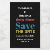 Sparen de Datum Uitnodiging van de Weddenschap Mod Wijn Etiket (Enkel label)