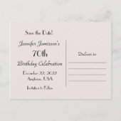 Sparen de Datum van de 70e Bleke Roze van de Parti Aankondigingskaart (Achterkant)