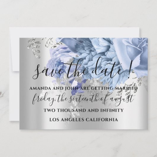 Sparen de Datum van de Berichten Bride Blauwe Roze Save The Date (Voorkant)