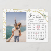 Sparen de datum van de Kalender Greenery bruiloft  Kaart (Voorkant / Achterkant)