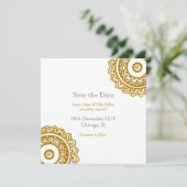 Sparen de datum van de trouwuitnodiging gouden wit save the date (Staand voorkant)