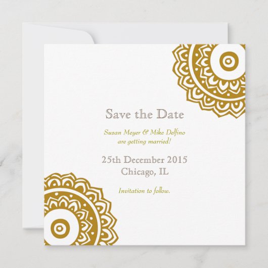 Sparen de datum van de trouwuitnodiging gouden wit save the date (Voorkant)
