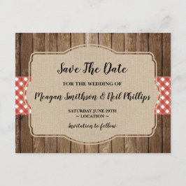 Sparen de Datum van de Vertrouwenkaart Red Gingham Save The Date
