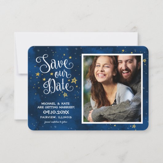Sparen de Datum van de Waterverf van de Sterrennac Save The Date (Voorkant)
