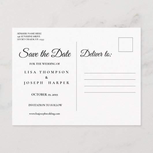 Sparen de Datum van het Gouden Hart Rustic Kraft Briefkaart (Achterkant)