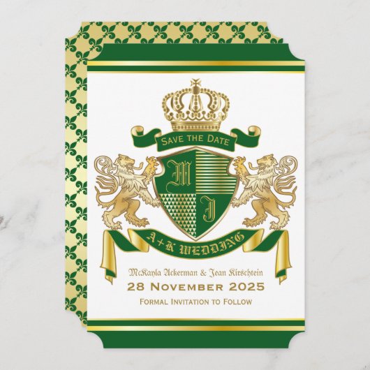 Sparen de Datum van het Kat van de Groene Goud van Kaart (Voorkant / Achterkant)