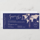 Sparen de Datum van het Roos Gold Wereldkaart die  Save The Date (Voorkant)