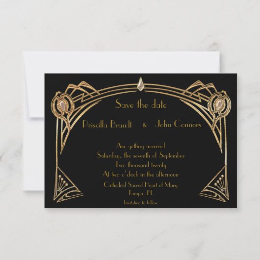 Sparen de Datum van het Wedden, groot-Gatsby, zwar Kaart (Voorkant)