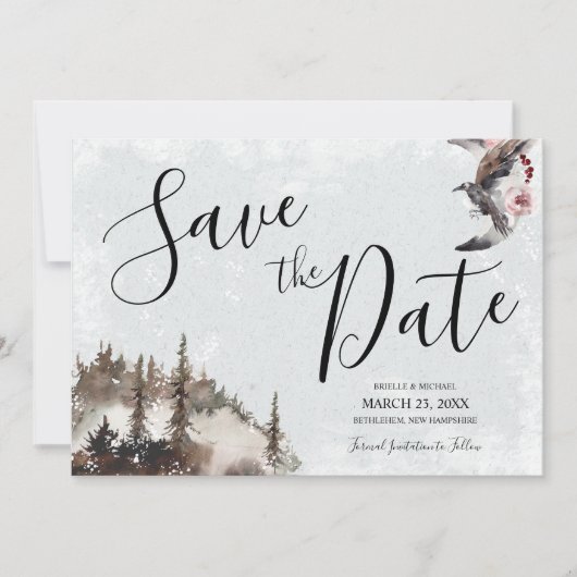 Sparen de Datum van het Wedden met Raven en Moon Kaart (Voorkant)