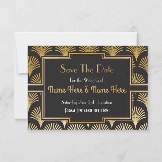 Sparen de Datum van het Weddenschap Twenties Gold  Save The Date (Voorkant)