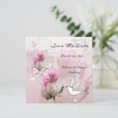 Sparen de Datum van het Wit Wit Berichten Dove Save The Date (Staand voorkant)