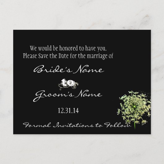 Sparen de Datum van Koningin Anne's Lace Aankondigingskaart (Achterkant)