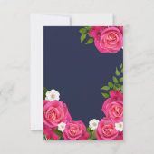 Sparen de Datum van Midnight Blauw & Roze Roses Save The Date (Achterkant)
