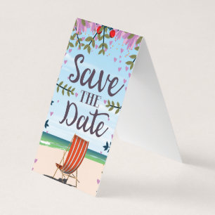 Sparen de Datum Vintage Beach en Deckstoel Kaart