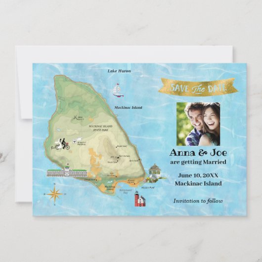 Sparen de Datum voor Mackinac Island Save The Date (Voorkant)
