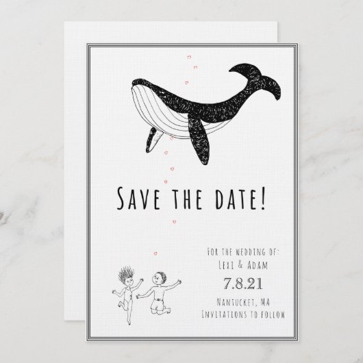 Sparen de Datum - walvissen in Liefde Save The Date (Voorkant / Achterkant)