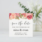 Sparen de Datum Waterverf Floral Lijst Roze goud Save The Date (Staand voorkant)