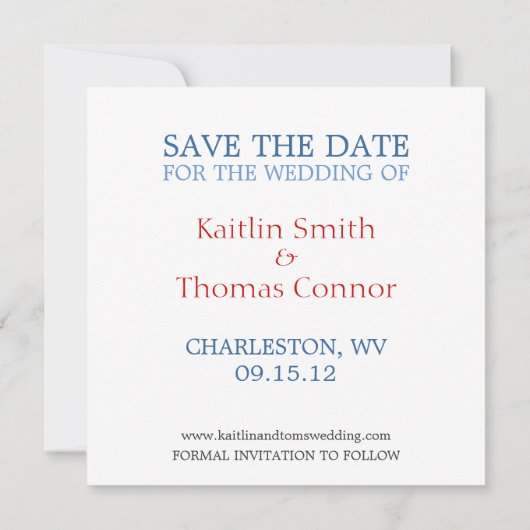 Sparen de Datum -  - West Virginia Save The Date (Achterkant)