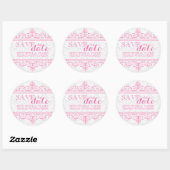 Sparen de Datum Witte Damasjes & Roze kant Ronde Sticker (Vel)