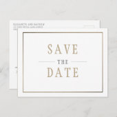Sparen de Datum Witte Eenvoudige Weddenschap van h Uitnodiging Briefkaart (Voorkant / Achterkant)