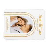 Sparen de Datum Witte Gouden Kunst Deco Weddenscha Magneet (Horizontaal)